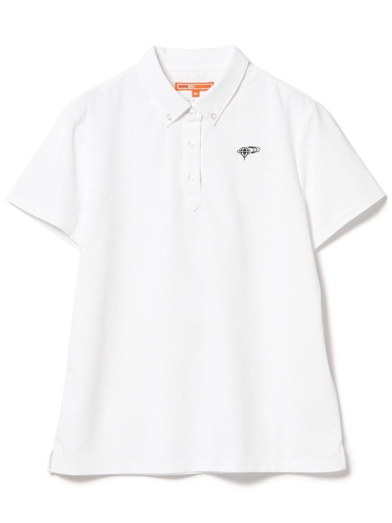 Beams Golf Polo Orange Size 83020086803 S/S Shirt, Label, One-Point Button-Down, Women's, White, M,