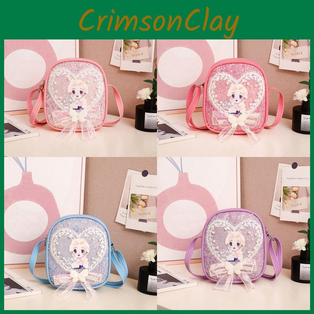 Snow Queen The Elsa Lace Bow Pearl Backpack With Character Print For Daily