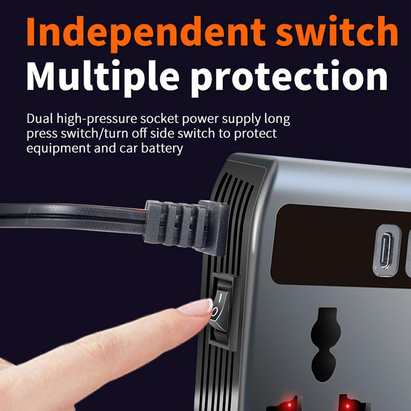 Car Inverter Converter 12V/24V To 220V Fast Charging Ports Portable Automotive Charger Inverter 3 USB Ports Vehicle Inverter