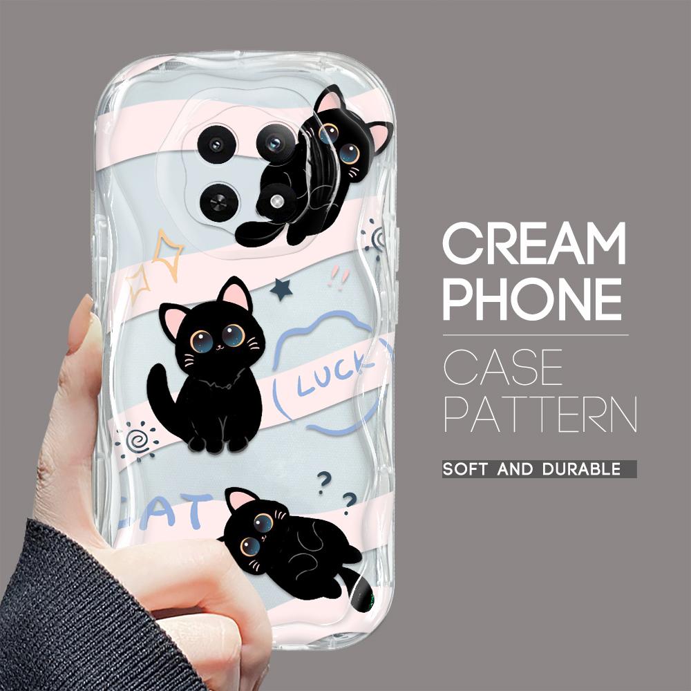 Cartoon Pattern Cream Texture Case Wavy Edge Myk Silikondeksel Telefonveske for OPPO Reno Realme OnePlus Vivo