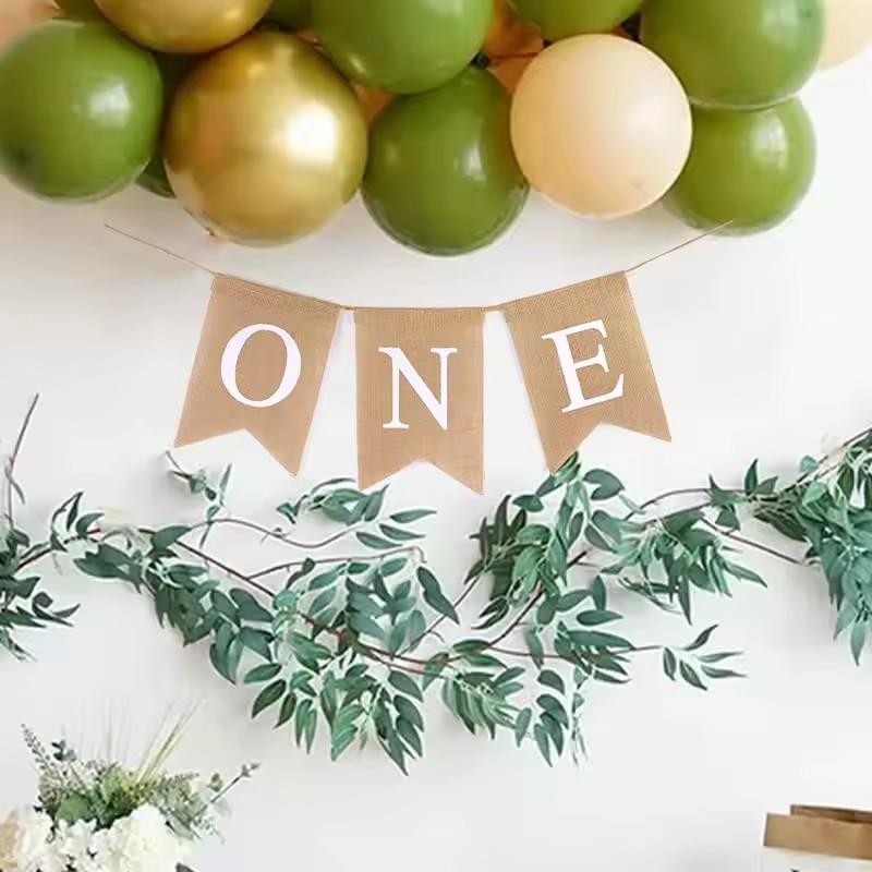 Babyshower Stol Band Jute ONE Girlang Pojke Flicka Ett År Gammal Födelsedagskalas Dekorationer Gåvor Fotorekvisita Tillbehör 3 Färger