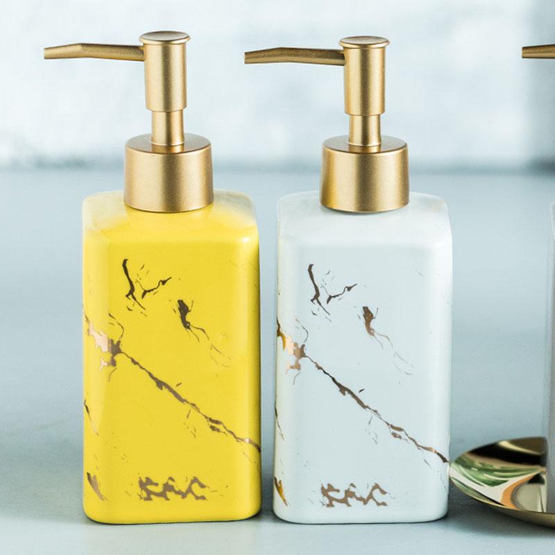 Color Ceramic Bathroom Soap Dispenser Shampoo Bottle Creative Color Household Liquid Soap Dispenser Cabins Hotel Apartment