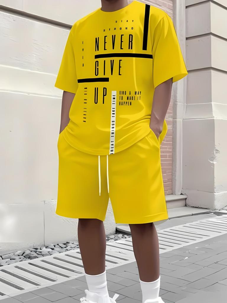 Hot Selling Men's Breathable 3D Printed Casual Short Sleeved Shorts Set Outdoor Street Top Shorts Casual Two-piece Set