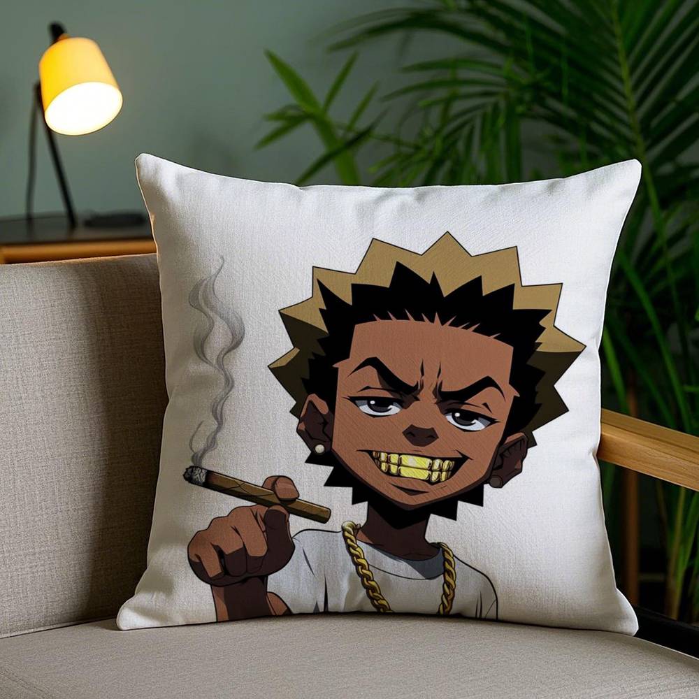Cartoon A-Boondocks Retro Pillow Case Office Sofa Dorm Chair Back Short Plush Double-sided Printing Home  Cushion Cover