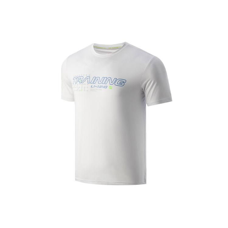 Li Ning T Shirts Men's Standard White Crew Neck Moderate Straight Fit ATSR027-2