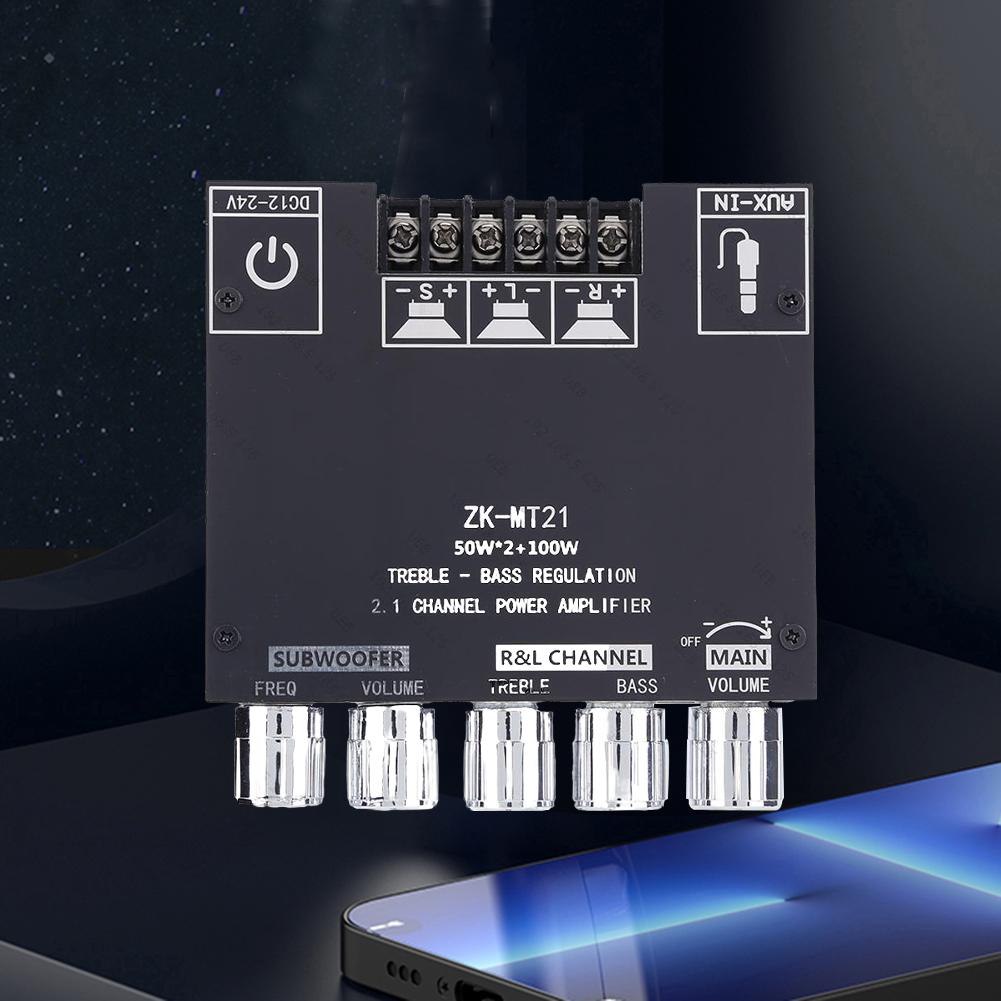 ZK-MT21 Channel Bluetooth 5.0 CS8673E 2.1 Subwoofer Amplifier Board 50W*2 +100W Power Audio Stereo Amplifier Board Bass AMP AUX