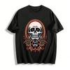 Vintage Skull Rose Print Trendy Casual Unisex Short Sleeve T-shirt Pure Cotton T-shirt