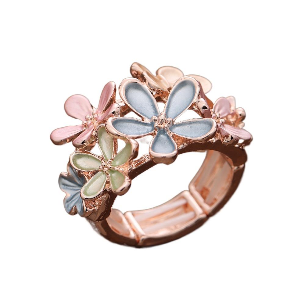 

Painting Oil Flower Ring Petal Opening Ring Vintage Stretch Ring Party Яскраво-рожевий/синій