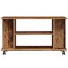 TV Stand with Casters Rustic Wood Look 80 X 40 X 45 Cm Engineered Wood