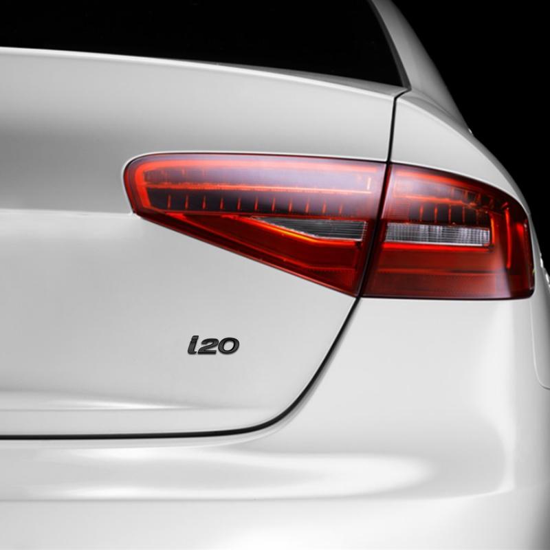 CMQW3 3D For Hyundai I20 Logo Emblem Glossy Black Chrome Silver Red Metal Badge Decal Car Sticker Accessories