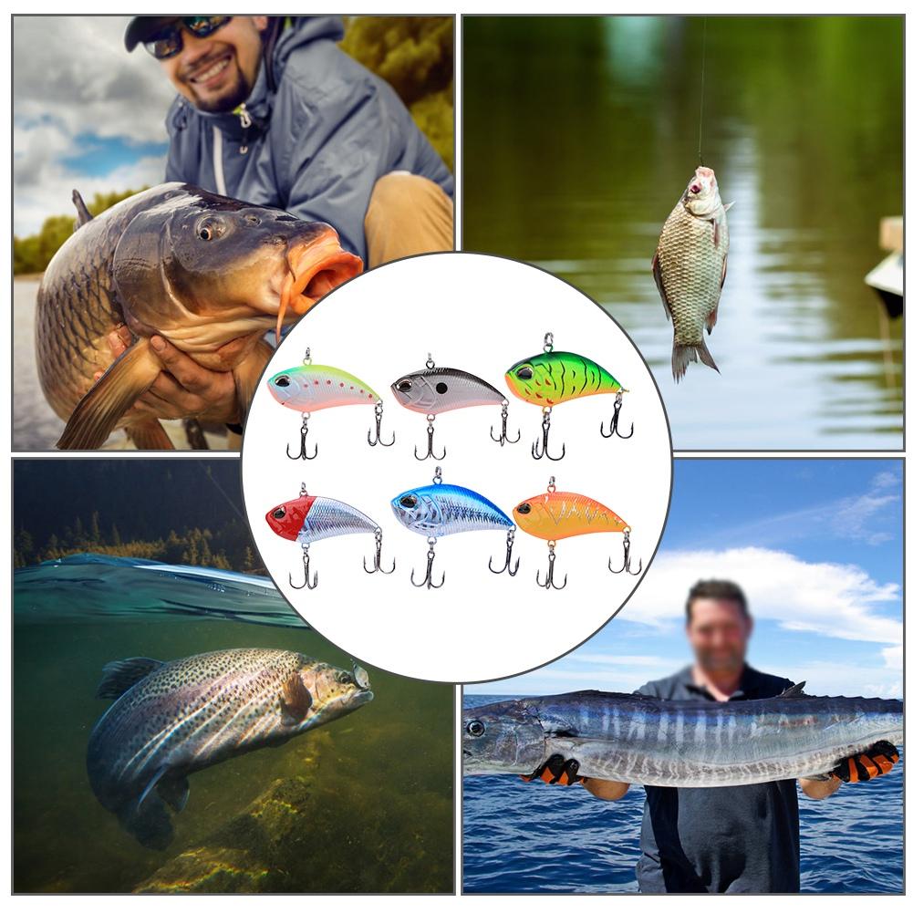 6PCS VIB Vibration Plastic Built In Steel Ball Lifelike Artificial Bait Fishing Lure Swimbait