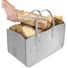 Firewood Log Carrier Tote Bag, HomeYoo Felt Foldable Firewood Holder Basket, Large Capacity Fireplace Wood Stove Accessories with Handle (Grey)