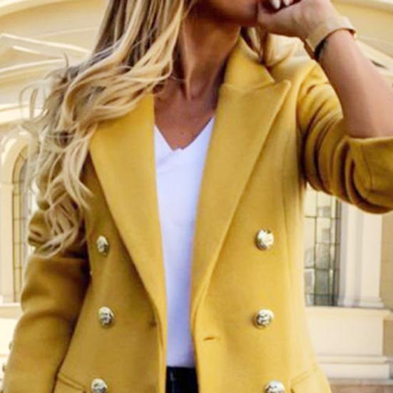 Damesjas Reverskraag Zakken Effen kleur Dubbelrijig Slim fit Thermisch Lange mouwen Forenzen Daten Lente Herfst Winter Jas