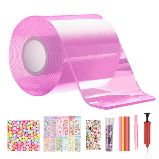 Nano-Klebeband-Blasen-Set mit Glitzerperlen DIY Stressabbau Spielzeug-Set für Kinder Erwachsene Kreatives Blasenmacher-Bastelset für Partygeschenke Entspannung