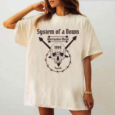 Camiseta System of a Down femenina hip hop Clásica Colorida Grunge Vintage Camiseta Cómoda hip hop Streetwear para mujer Digital