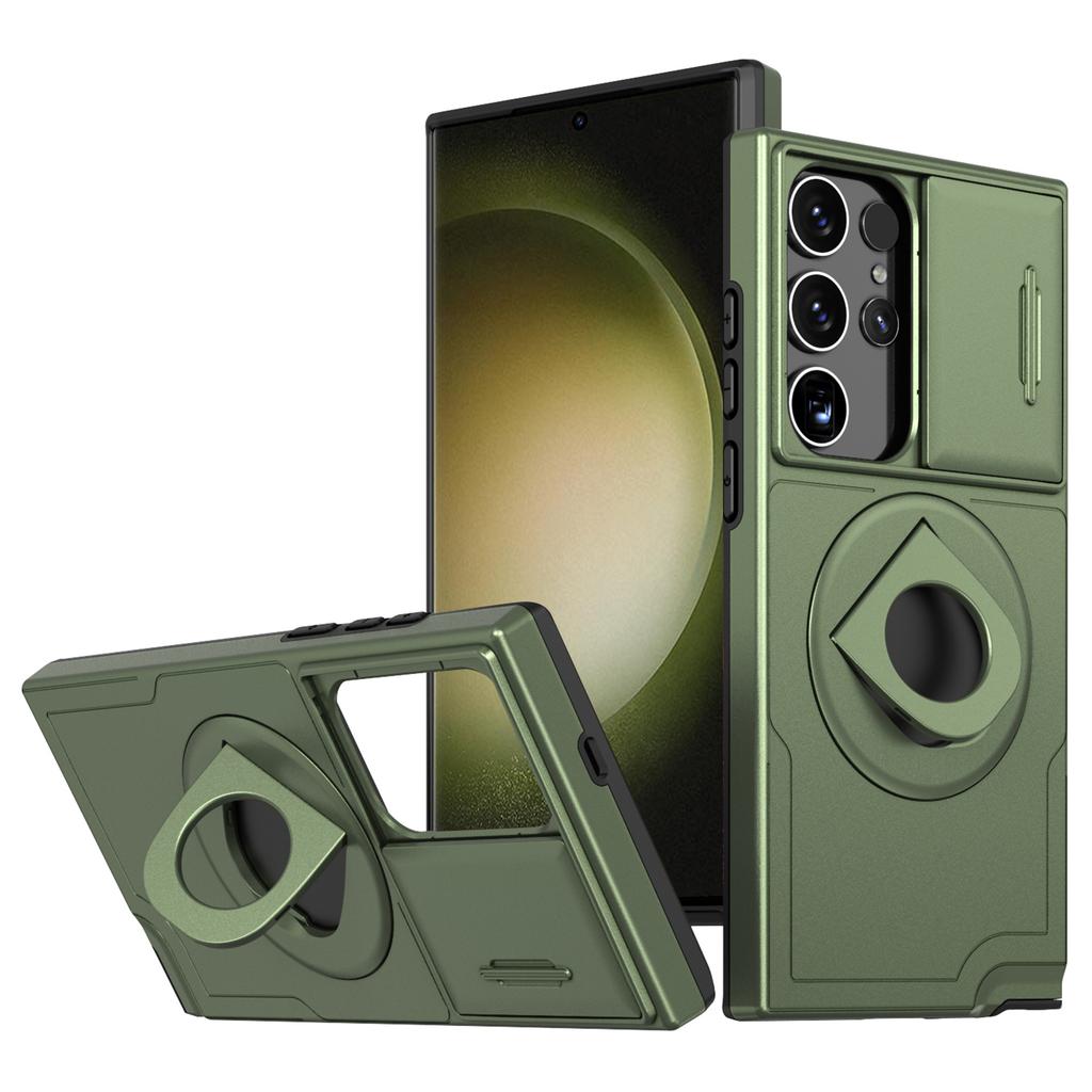 For Samsung Galaxy S23 Ultra Case Magnetic Scratch-proof PC+TPU Phone Cover with Rotary Kickstand