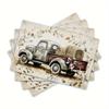 4pcs Linen Placemats, Autumn Farm Truck Decorative Placemats, Suitable for Kitchen and Restaurant Decoration, Family Gathering D