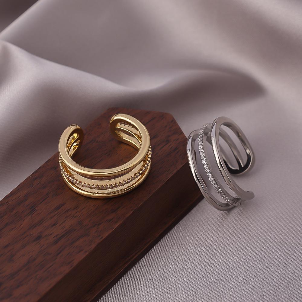 Multi-layer Diamond-set Adjustable Women's Fashion Ring - High-end, Trendy, and Hot-selling.