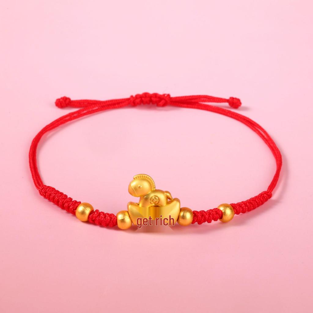 2026 Year of the Horse Zodiac Bracelet: Handmade Red String Ethnic Style Jewelry, Perfect for New Year or Small Gifts.