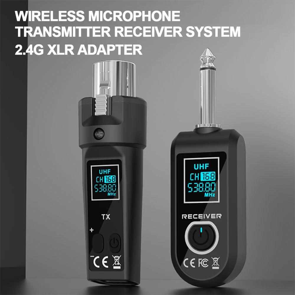 Wireless Microphone Transmitter and Receiver System 2.4G XLR Adapter System for Dynamic Microphone Guitar PA System DJMixer
