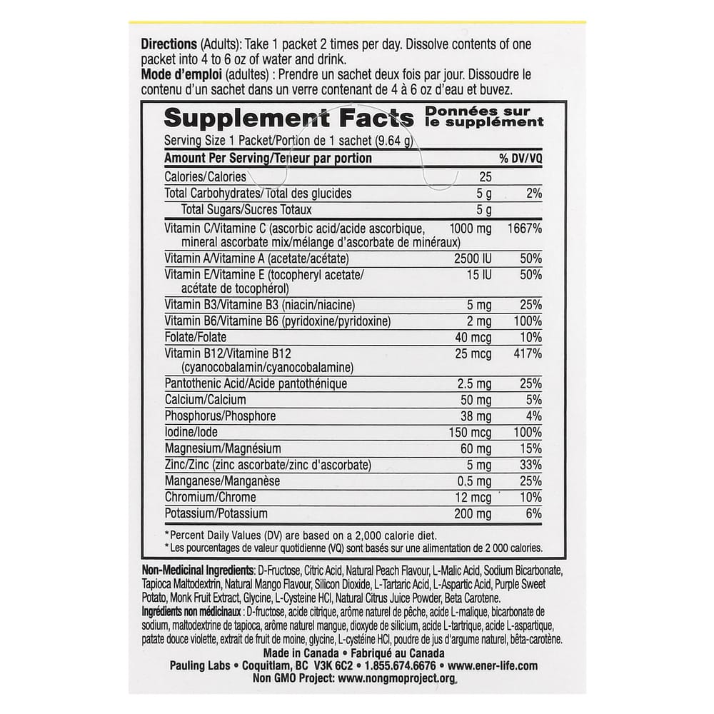 Inner C Vitamin C Multivitamin Drink Mix, Orange, 1000mg, 30 Packs (8.67g Each)