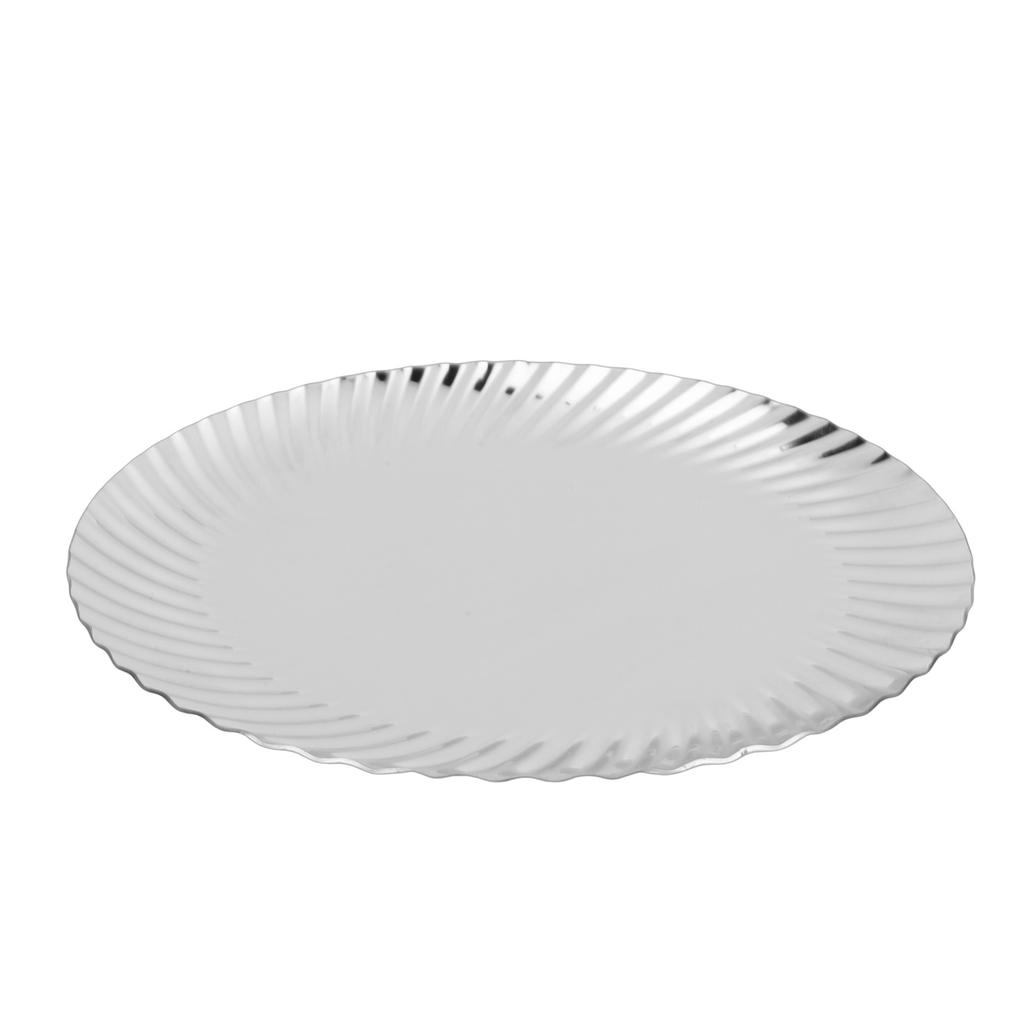 Dinner Plate Server Stainless Steel Vintage Design Multifunctional Fruit Snack Dessert Tray for Wedding Party 25cm