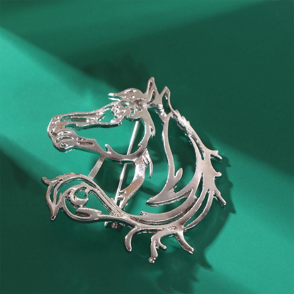 Chinese Style Hollow Horse Brooch Zinc Zinc Alloy Animal Horse Brooch New Year Chest Flower  Coat