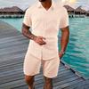 Men's Summer Solid Color Casual Fashion Loose Short-Sleeved Shorts Shirt Suit