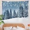 White Snow Wall Tapestry, Grey Wall Hanging Large Tapestry Decoration Polyester Fiber White Hem Around for Dorm Room Bedroom