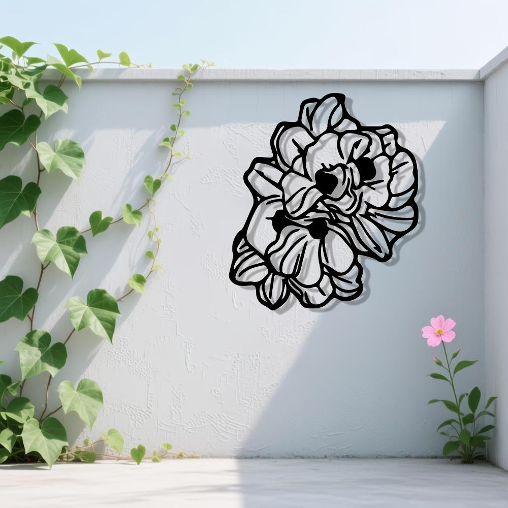 1pc Vibrant Floral Metal Wall Art, Rust Resistant Iron Wall Sculpture for Bedroom Garden Fence, Gift for Valentine Mother Day Floral Decor Lover