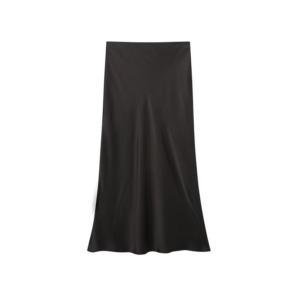 European and American style, new women's clothing, fashionable, casual silk satin texture Midi skirt 5427/453