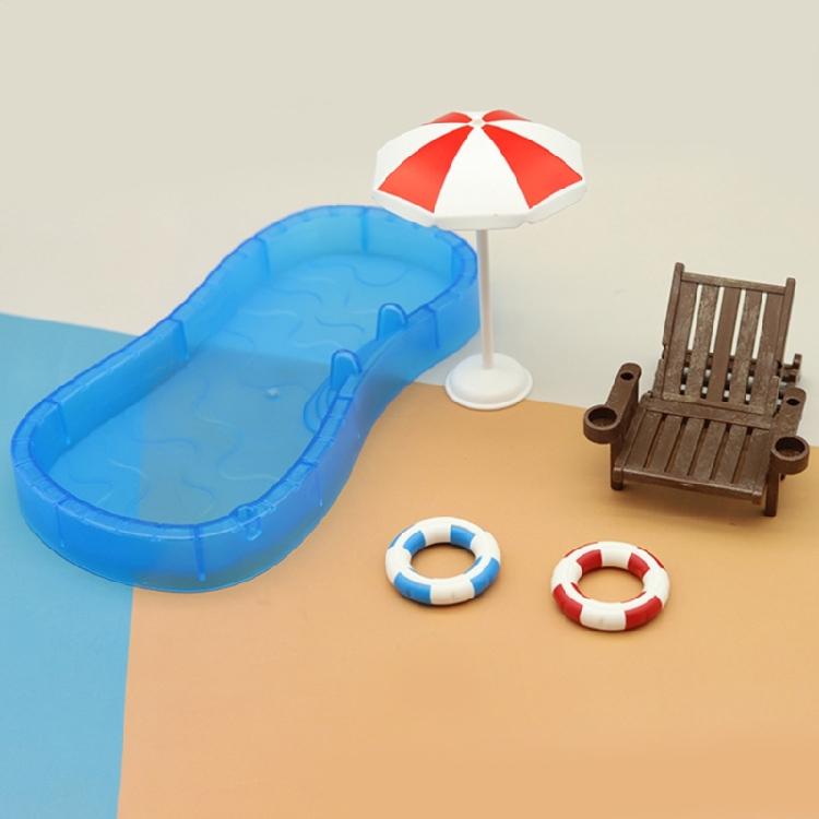 5Pcs Doll-House Miniature Swimming Pool Beach Chair Model Set Dollhouse Accessoy