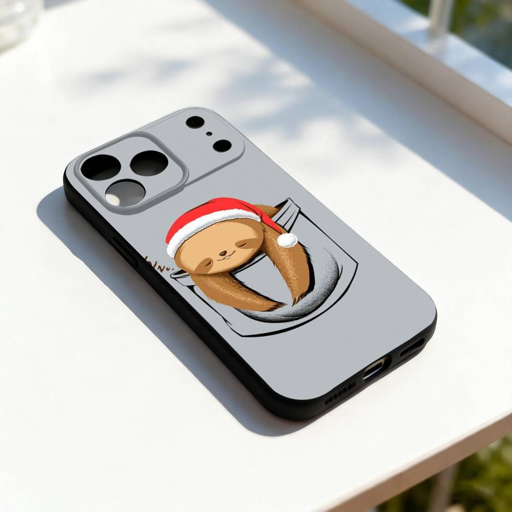 Animal Cute S-Sloth Funny Phone Case For iPhone 17,16,15,14,13,12,11,Pro,Max,Plus,E,SE4,Air,Mini Black Soft Cover