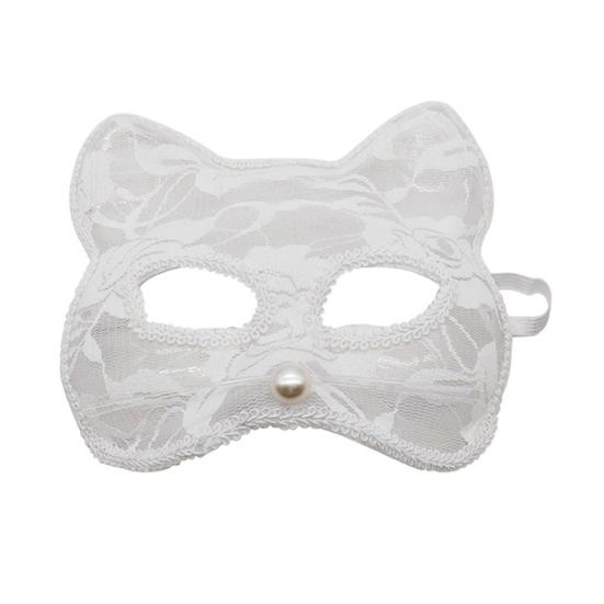 Halloweenská kočičí maska Poloviční obličej Krajková maškarní maska Kočka Liška Zvíře Cosplay Kostým pro Karnevalový ples Party Doplňky