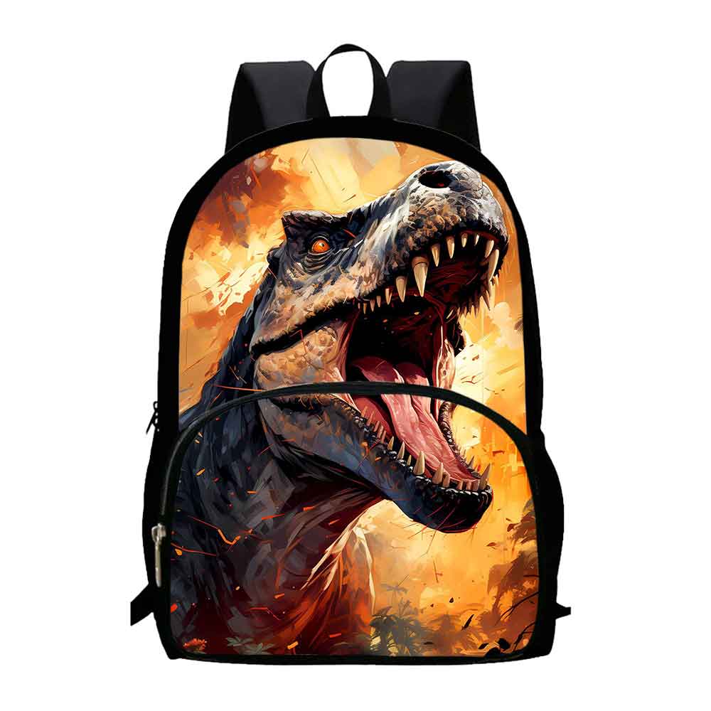 Dinosaur School Backpack for Grade 1-3 Cartoon School Bags for Boys Large Capacity Animal Prints Child Backpack