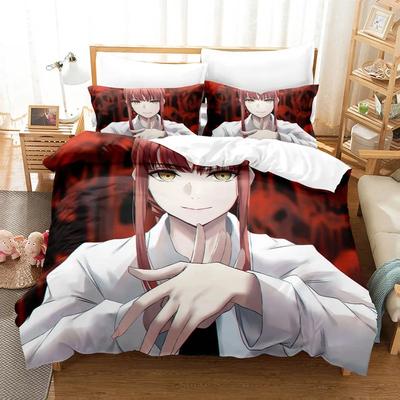 Anime Chainsaw Man Makima Beddengoed Set Jongens Meisjes Twin Queen Size Dekbedovertrek Kussensloop Bed Kinderen Volwassenen Huis Textiel