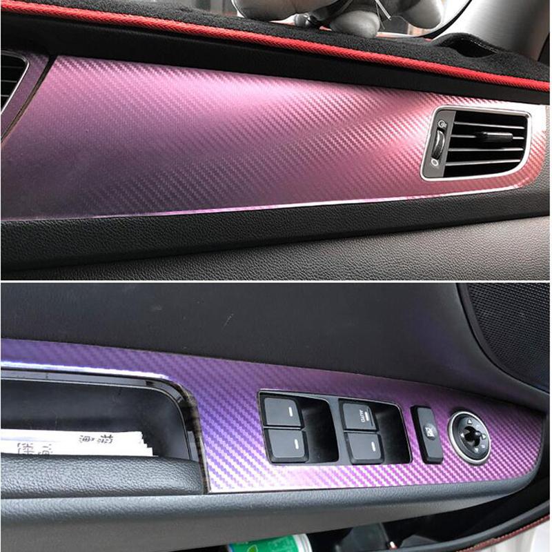 3D Carbon Fiber Grain Purple Chameleon Vinyl Film Wrap Car Interior Styling Color Change Car Sticker A4 Size Sheet Decals