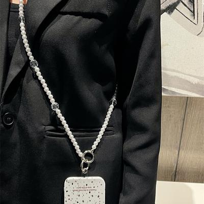 Lanière de téléphone à perles bandoulière 1,2 m Anti-perte Chaînes breloque de téléphone avec languette d'attache