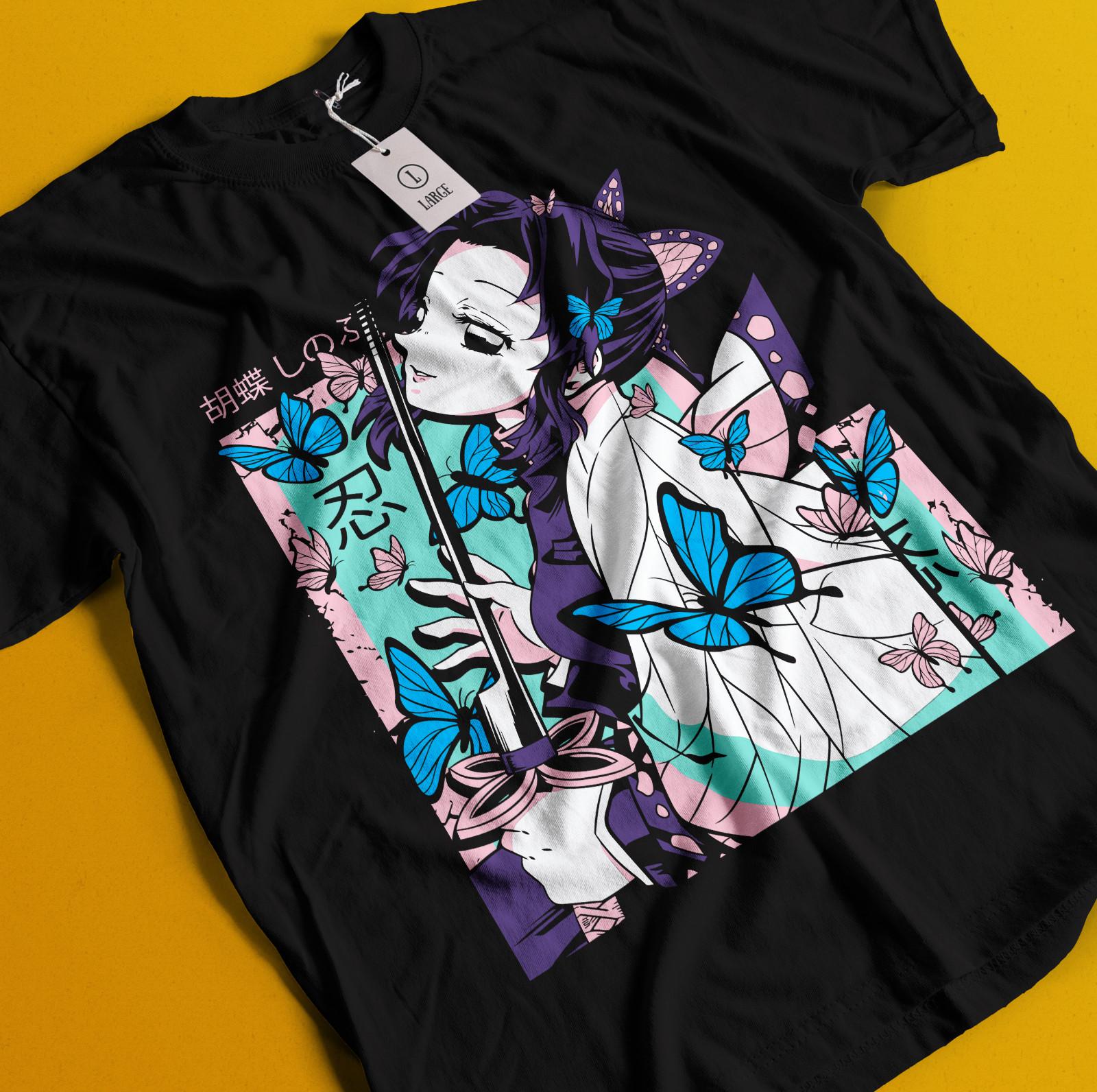 

Demon Slayer Shirt Shinobu Kocho Tshirt Tanjiro T-Shirt Mens Womens Tees Top Muzan Doma Kokushibo Tee S