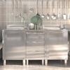 Commercial Kitchen Cabinet - vidaXL - Stainless Steel - 3 Drawers - Adjustable Feet - 10 Cm Backsplash