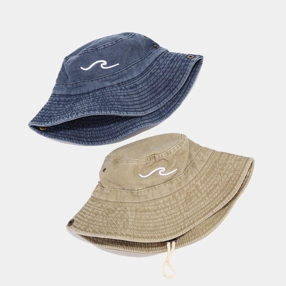 Cotton Bucket Hat Breathable Sunshade Design Sun Cap Sunscreen Protection Embroidered Pattern Fisherman Hat Camping Activities