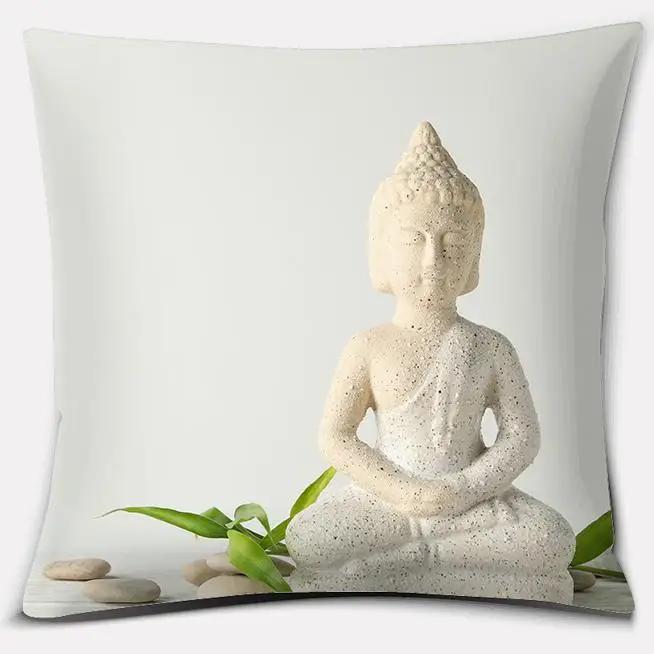 45X45Cm Buddha Zen Stone Buddhist Flower Pillow Case Home Office Decoration Throw Pillow Case Bedroom Sofa Cushion Cover