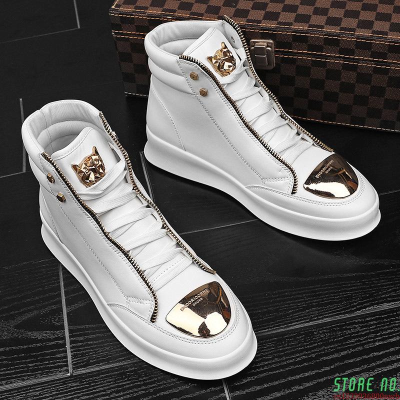 

Новая тенденция, повседневная брендовая мужская обувь, высокие туфли из искусственной кожи, мужские черные, белые прогулочные туфли, мужские модные повседневные кроссовки, мужские