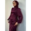 Elenor Waist Tied Satin Hijab Dress Red