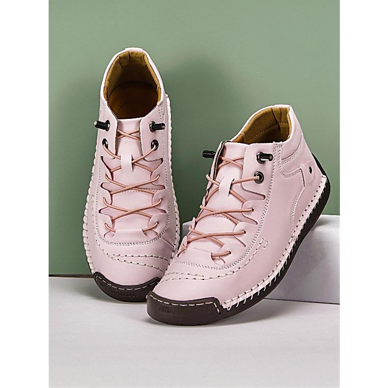 New Fashion Sneakers Women Hand-stitching Leather Casual Shoes Design Platform Loafers Breathable Flats Shoe Driving Plus Size