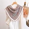 Classic Retro Silk Scarf Fashionable Versatile Double Crepe Lace Square Scarf Spring New Women's High-end Light Luxury Silk Scarf