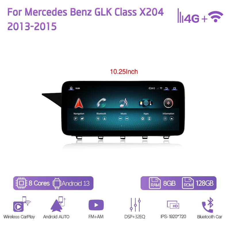 10.25/12.3" Android13 For Mercedes Benz GLK Class X204 2013-2015 GPS Navigation Radio CarPlay 4G 360Camera Car Multimedia Playe