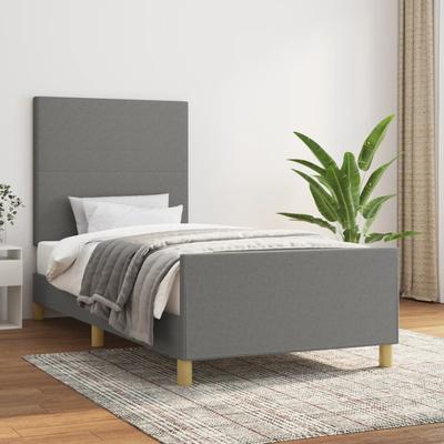 Vidaxl Bed Frame Without Mattress, Dark Gray, 90X190 Cm, Upholstered