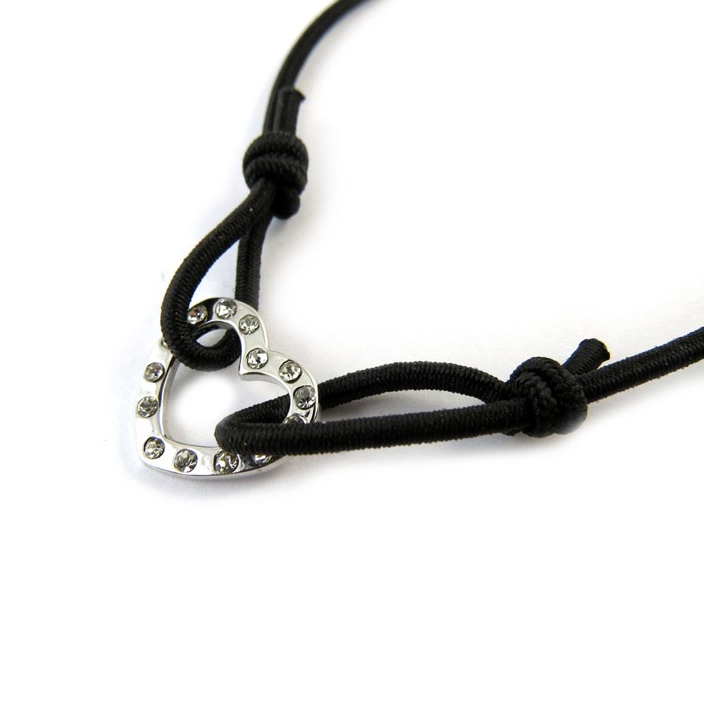 Les Trésors De Lily [N8894] – Silber-schwarzes Designer-Armband „Love“.