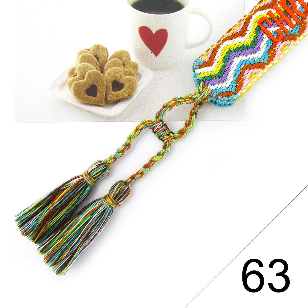 Custom Bohemian Embroidered Bracelet with Tassel and Woven Rope - Handmade Jewelry for Couples and Women